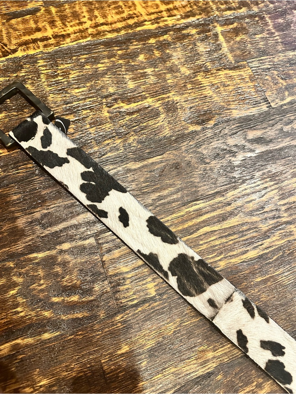 Cowhide-Print leather women’s Waist Belt with Metal buckle - Picture 6 of 8